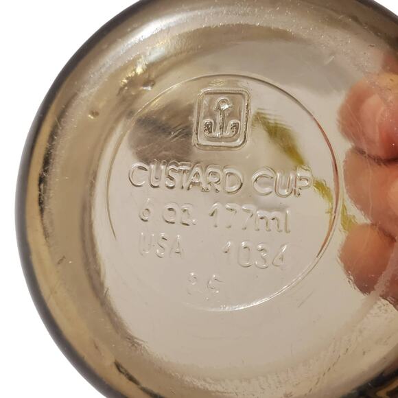 2 Vtg Anchor Hocking Smokey 6oz Ramekins Custard Cups - Picture 3 of 6